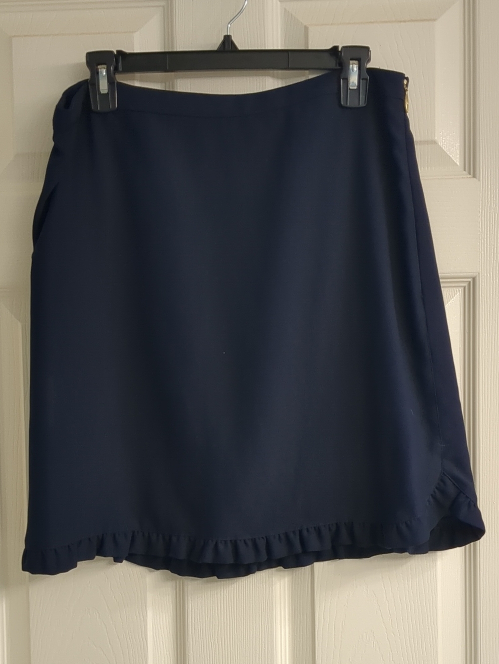 Draper James Navy Ruffle-Hem Mini Skirt